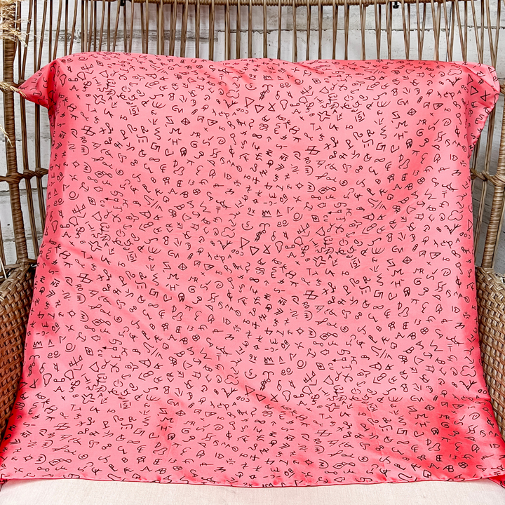 Wyoming Traders | Branded Print Silk Wild Rag Scarf in Coral