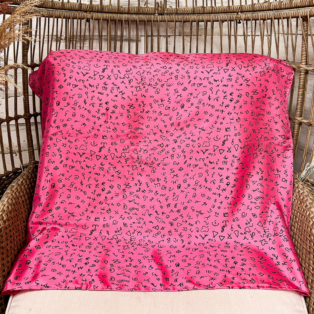 Wyoming Traders | Branded Print Silk Wild Rag Scarf in Dark Pink