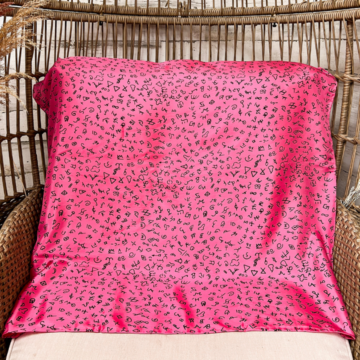 Wyoming Traders | Branded Print Silk Wild Rag Scarf in Dark Pink