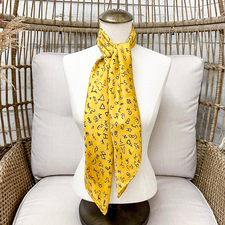 Wyoming Traders | Branded Print Silk Wild Rag Scarf in Gold