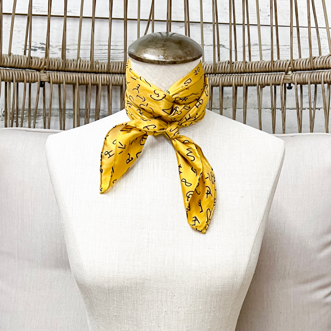Wyoming Traders | Branded Print Silk Wild Rag Scarf in Gold