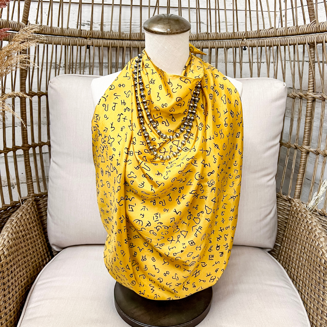 Wyoming Traders | Branded Print Silk Wild Rag Scarf in Gold