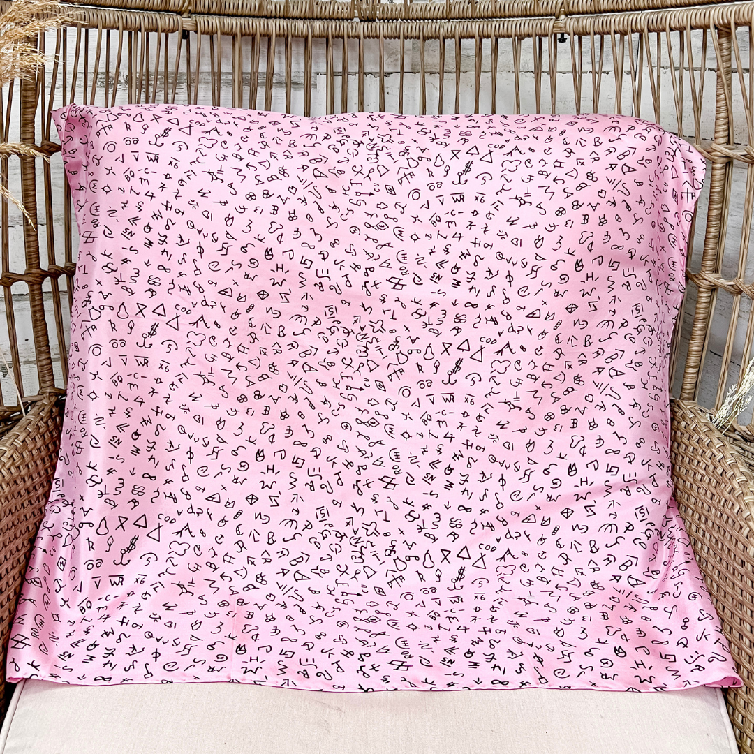 Wyoming Traders | Branded Print Silk Wild Rag Scarf in Light Pink