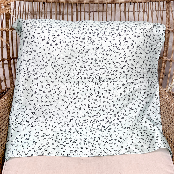 Wyoming Traders | Branded Print Silk Wild Rag Scarf in Mint Green