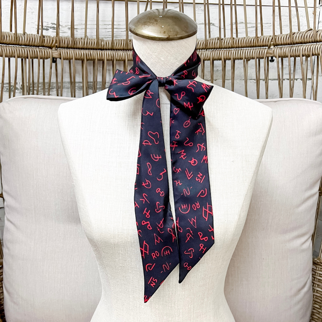 Wyoming Traders | Branded Silk Twilly Scarf in Black
