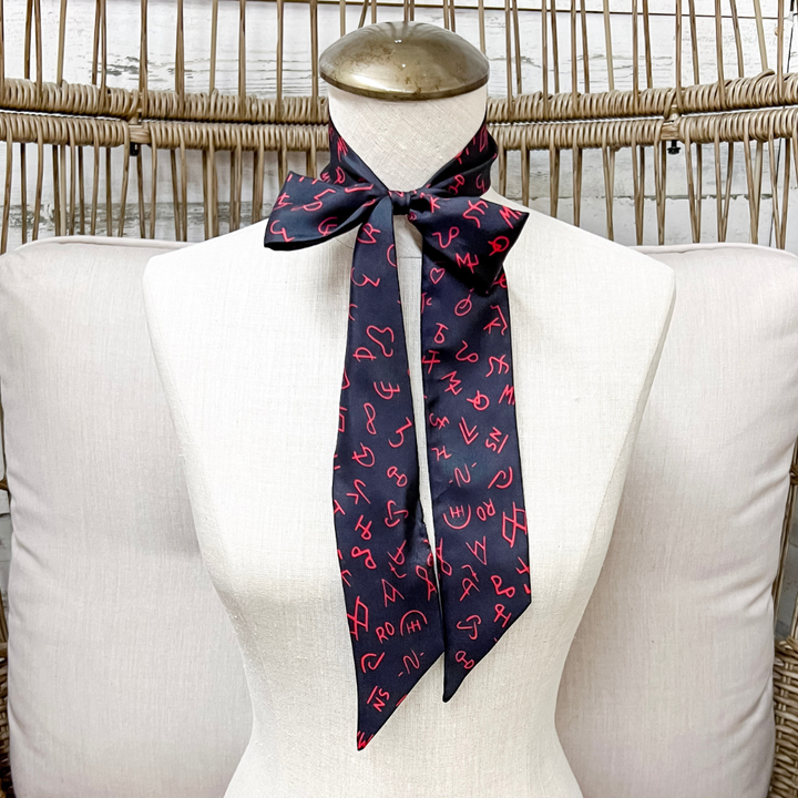 Wyoming Traders | Branded Silk Twilly Scarf in Black