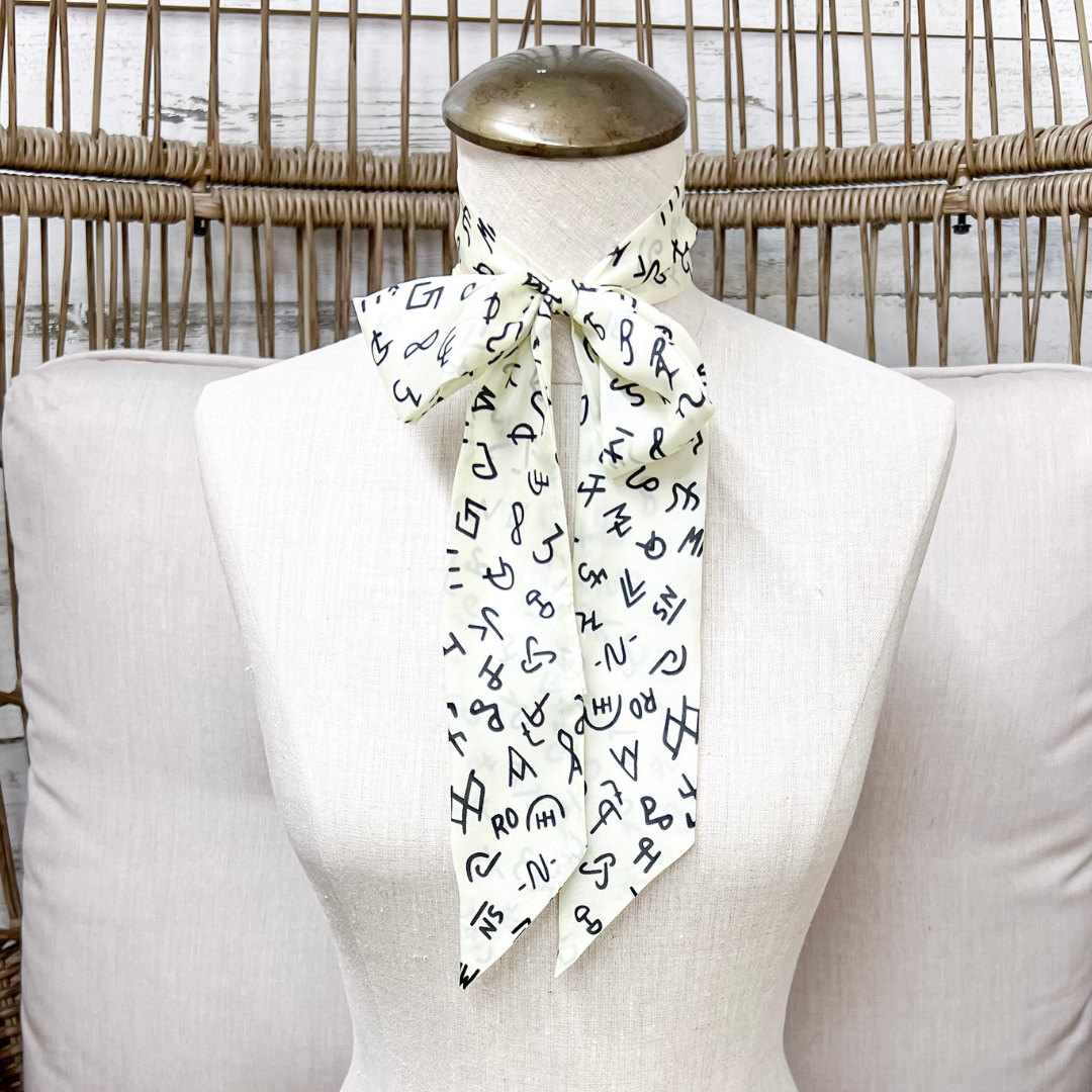 Wyoming Traders | Branded Silk Twilly Scarf in Ivory