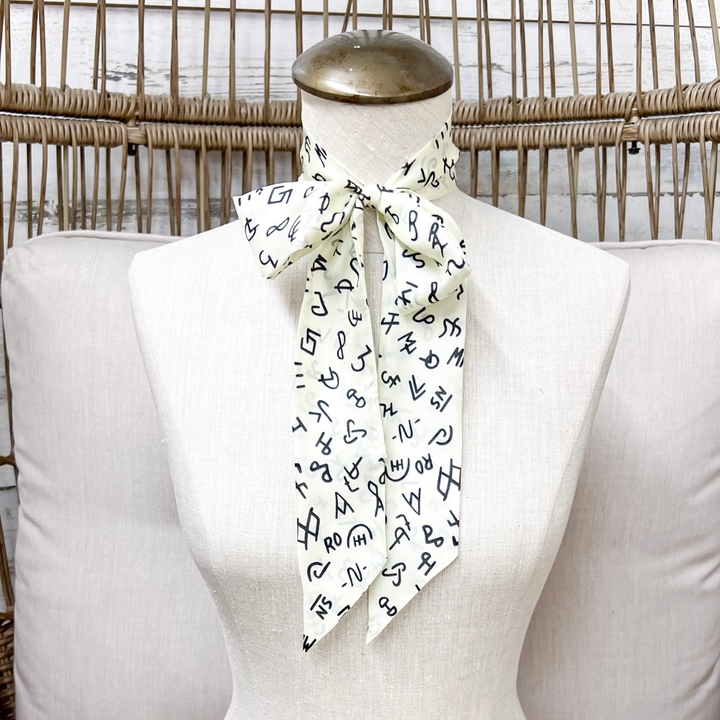 Wyoming Traders | Branded Silk Twilly Scarf in Ivory