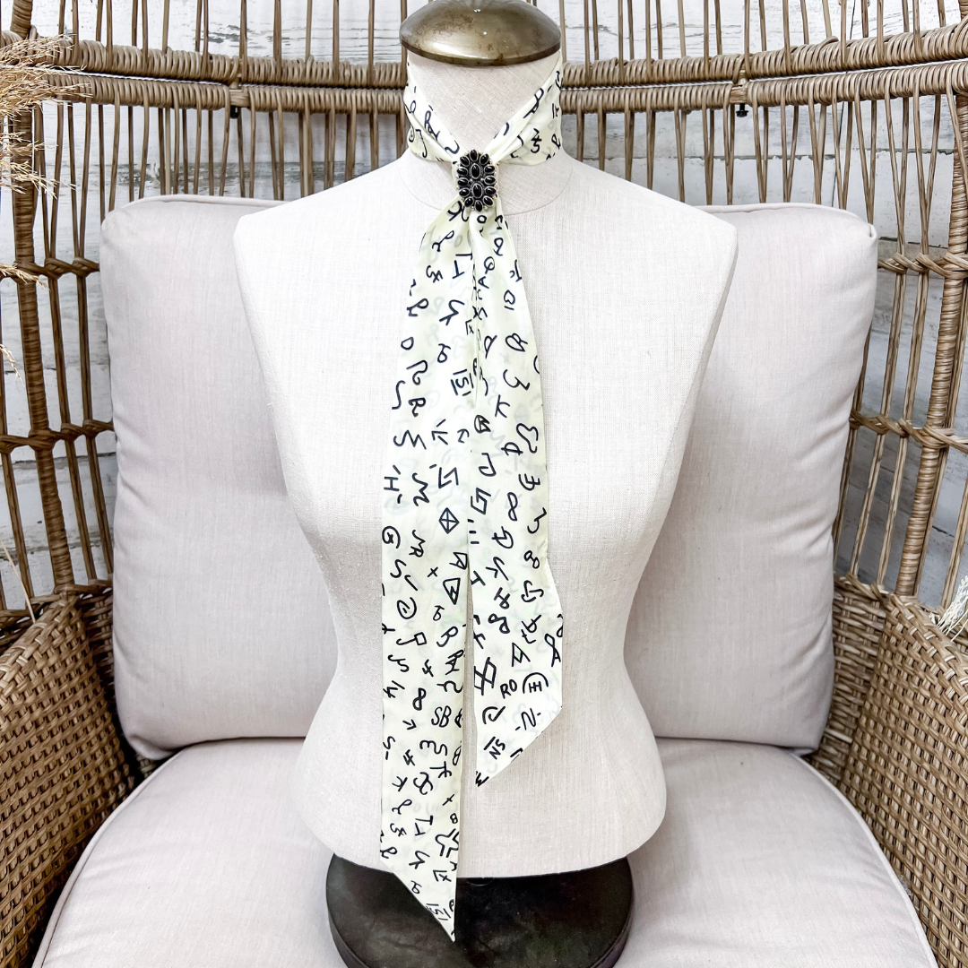 Wyoming Traders | Branded Silk Twilly Scarf in Ivory