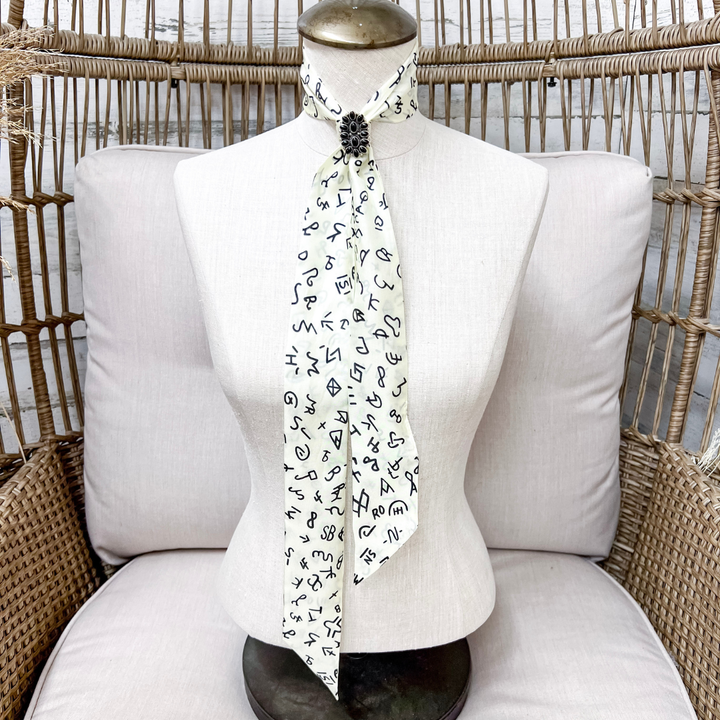 Wyoming Traders | Branded Silk Twilly Scarf in Ivory