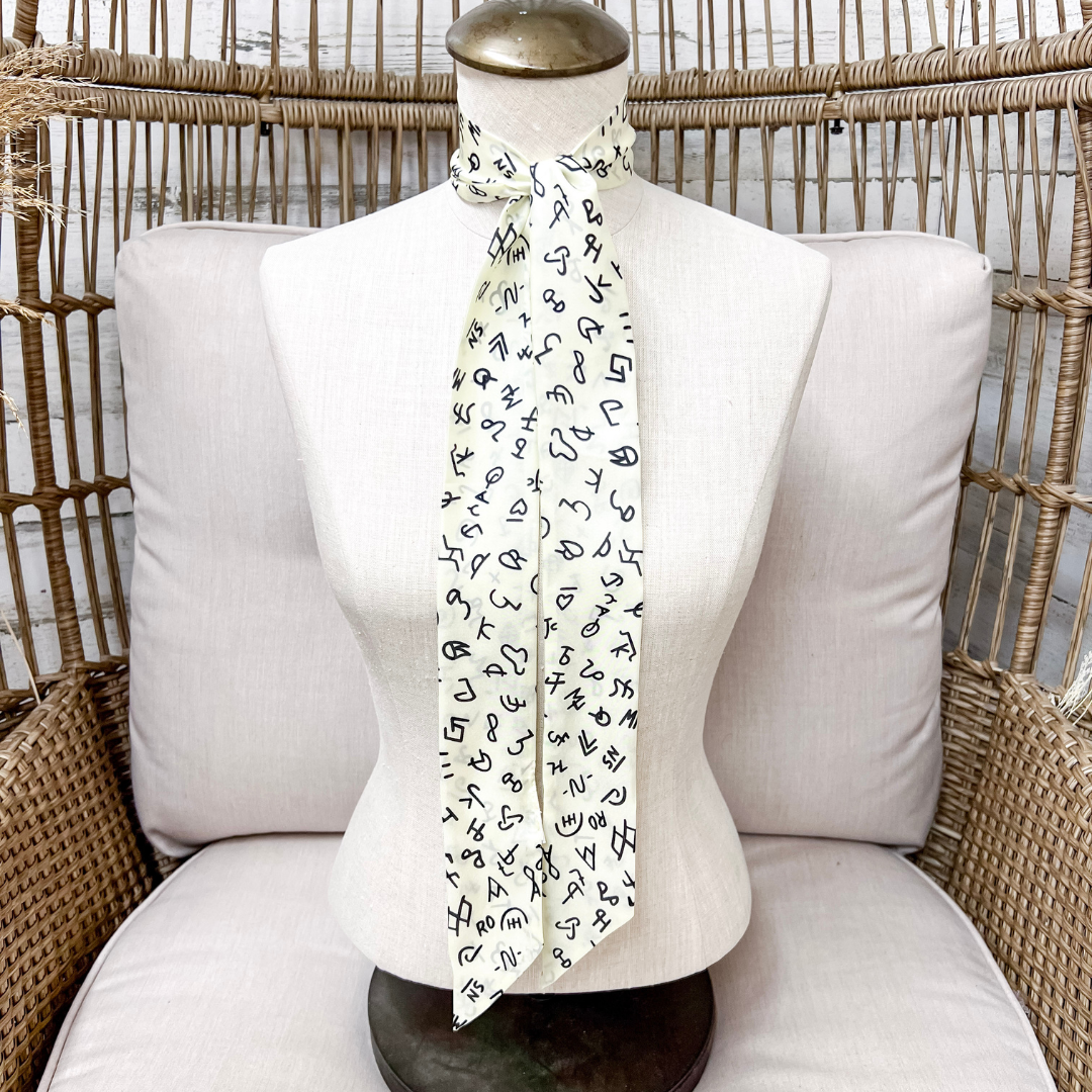 Wyoming Traders | Branded Silk Twilly Scarf in Ivory
