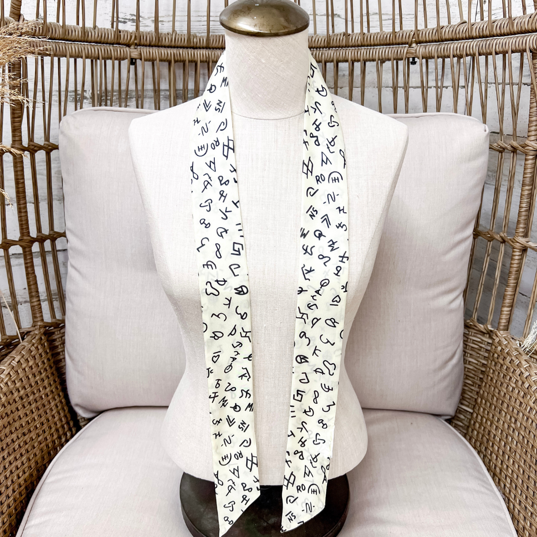 Wyoming Traders | Branded Silk Twilly Scarf in Ivory