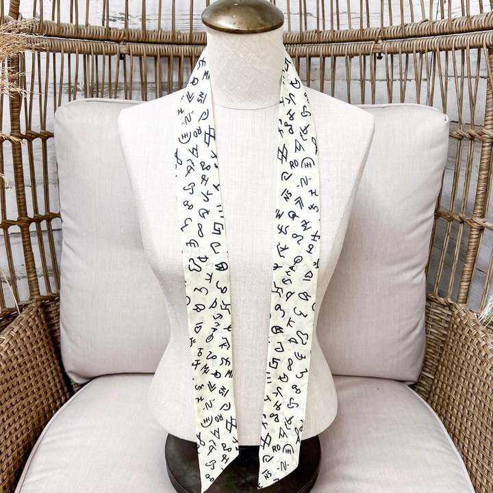 Wyoming Traders | Branded Silk Twilly Scarf in Ivory