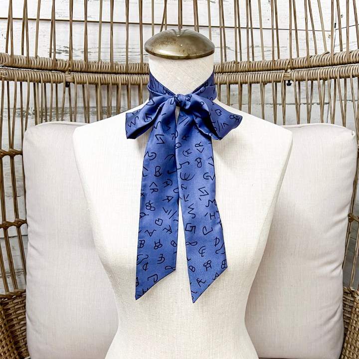 Wyoming Traders | Branded Silk Twilly Scarf in Navy Blue
