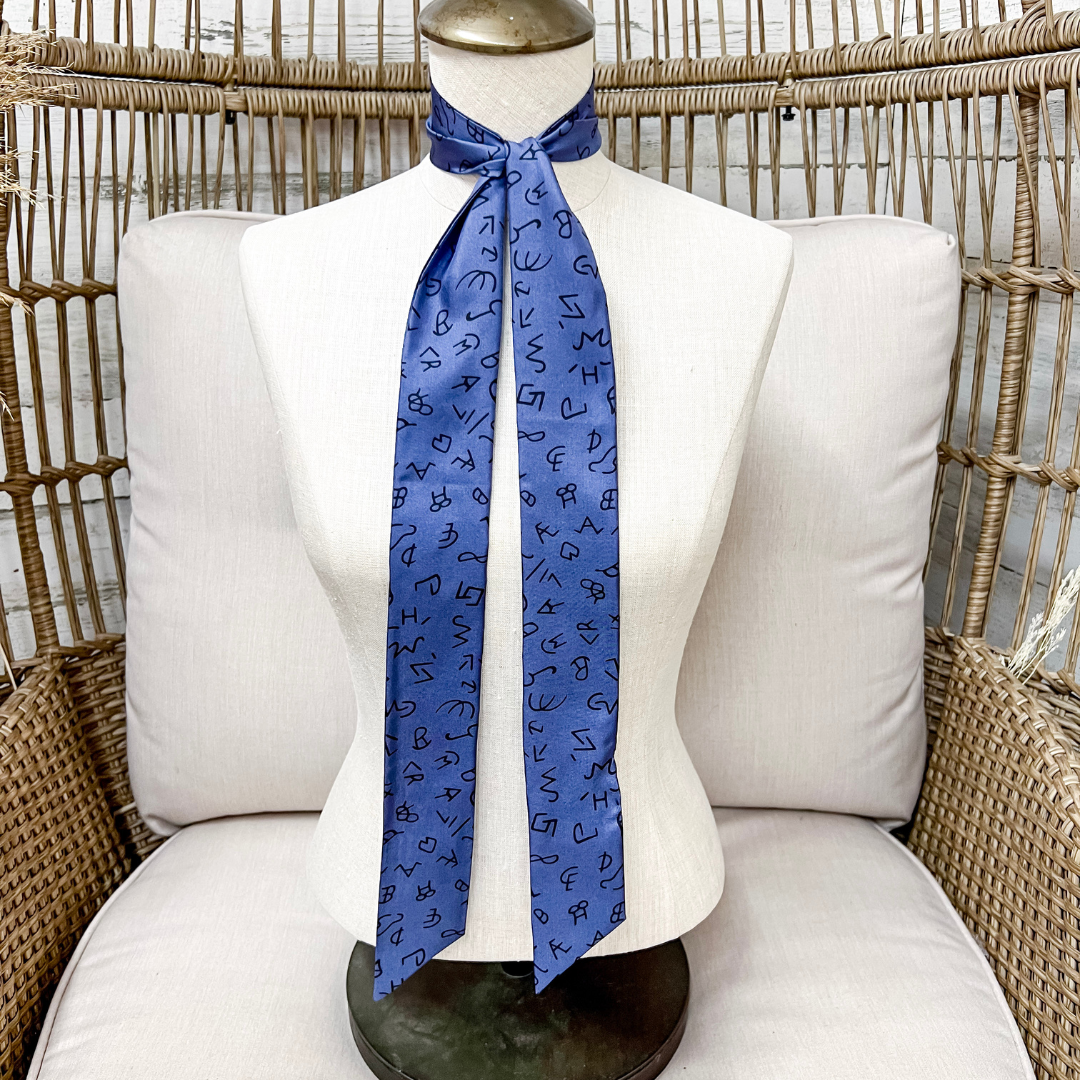 Wyoming Traders | Branded Silk Twilly Scarf in Navy Blue