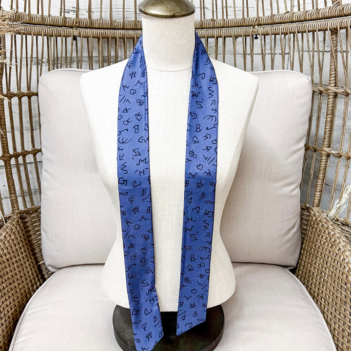 Wyoming Traders | Branded Silk Twilly Scarf in Navy Blue