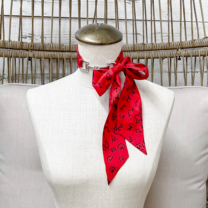 Wyoming Traders | Branded Silk Twilly Scarf in Red