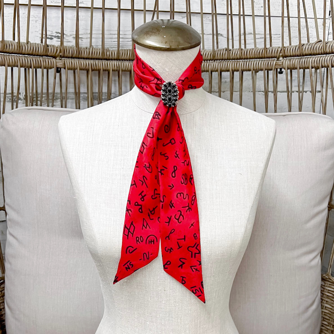Wyoming Traders | Branded Silk Twilly Scarf in Red