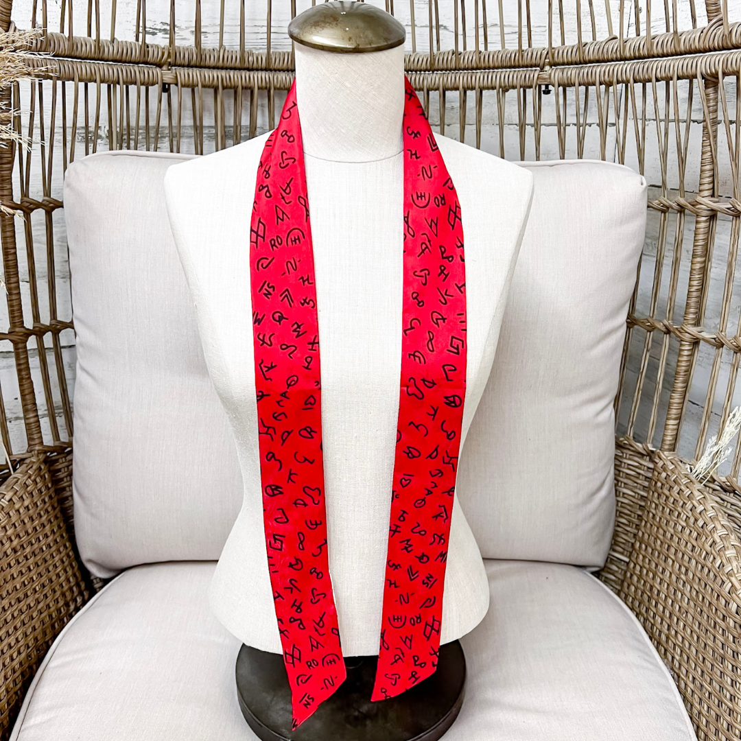 Wyoming Traders | Branded Silk Twilly Scarf in Red