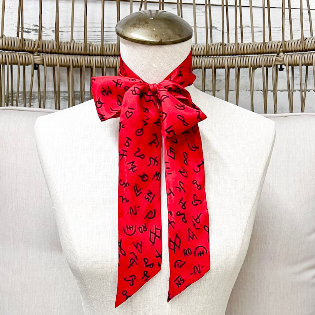 Wyoming Traders | Branded Silk Twilly Scarf in Red