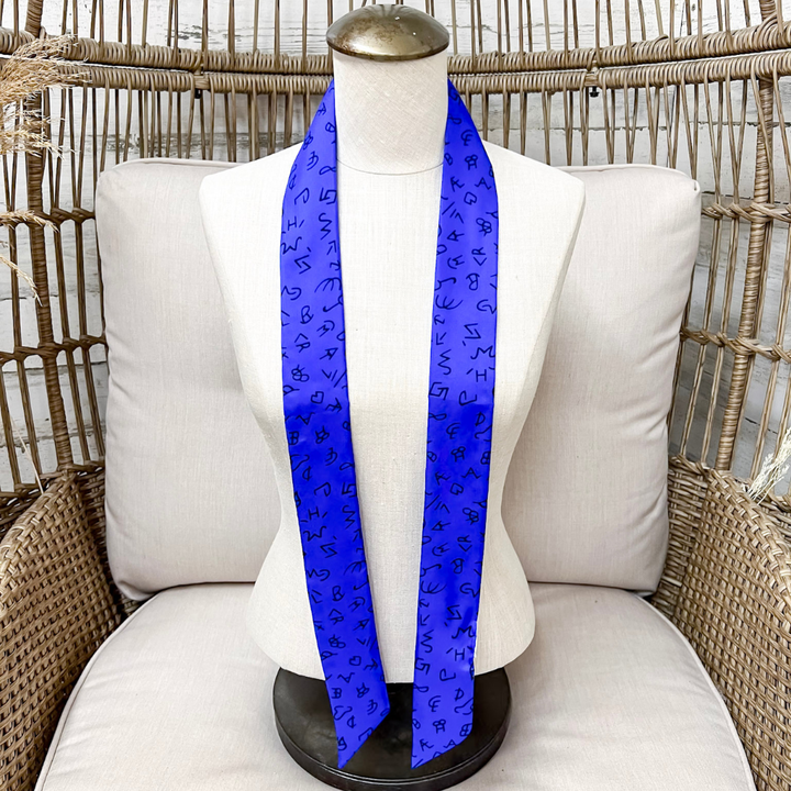 Wyoming Traders | Branded Silk Twilly Scarf in Royal Blue