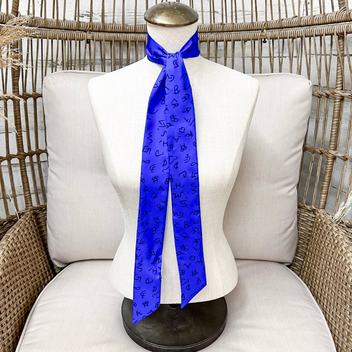 Wyoming Traders | Branded Silk Twilly Scarf in Royal Blue