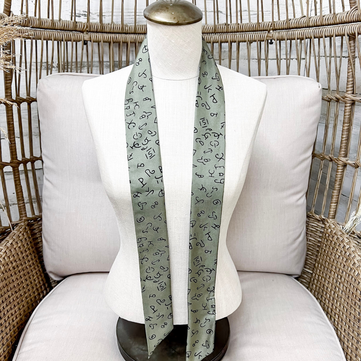 Wyoming Traders | Branded Silk Twilly Scarf in Sage Green