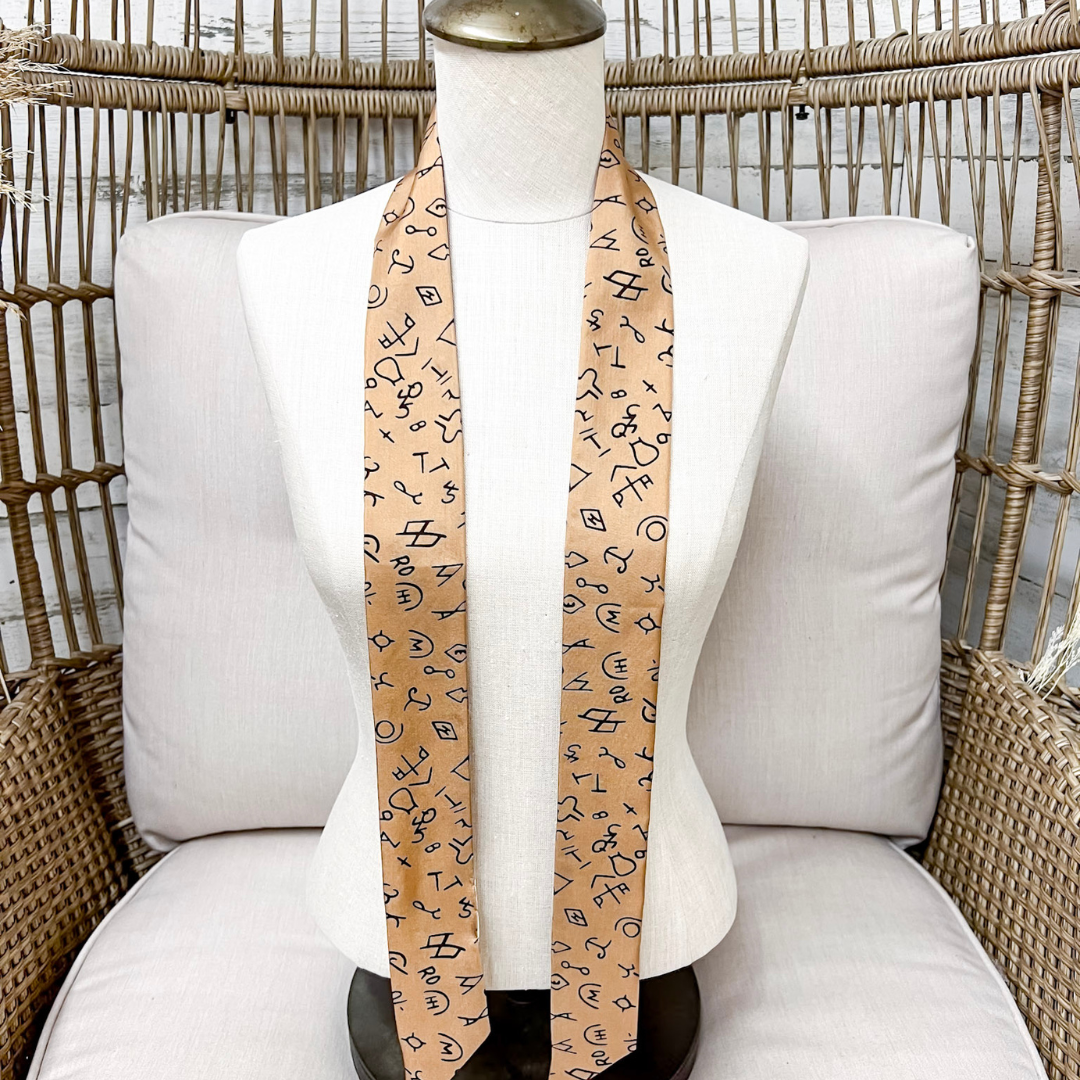 Wyoming Traders | Branded Silk Twilly Scarf in Tan