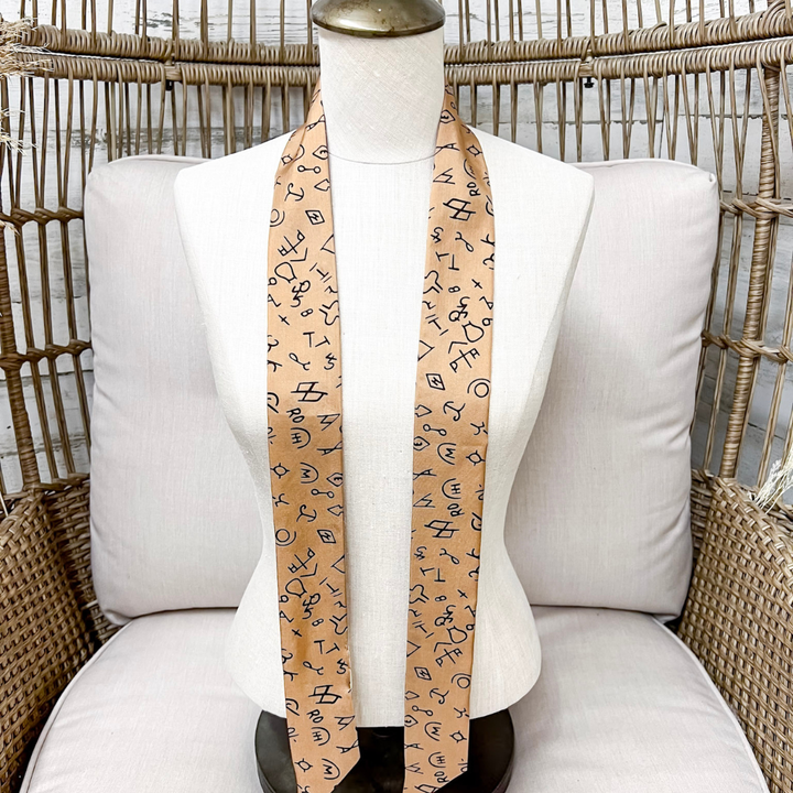 Wyoming Traders | Branded Silk Twilly Scarf in Tan
