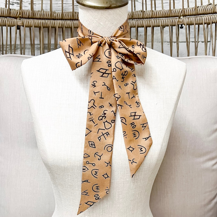 Wyoming Traders | Branded Silk Twilly Scarf in Tan