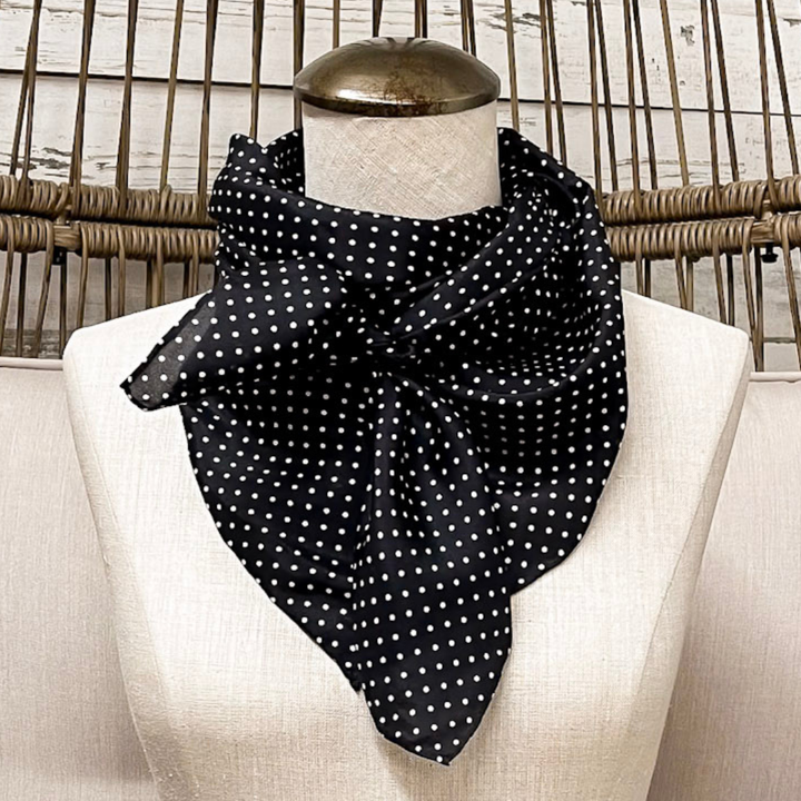 Wyoming Traders | Cowboy Polka Dot Silk Wild Rag Scarf in Black