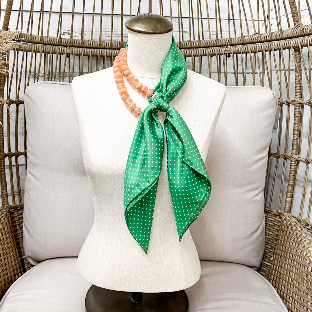 Wyoming Traders | Cowboy Polka Dot Silk Wild Rag Scarf in Forest Green