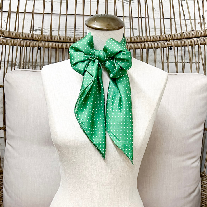 Wyoming Traders | Cowboy Polka Dot Silk Wild Rag Scarf in Forest Green