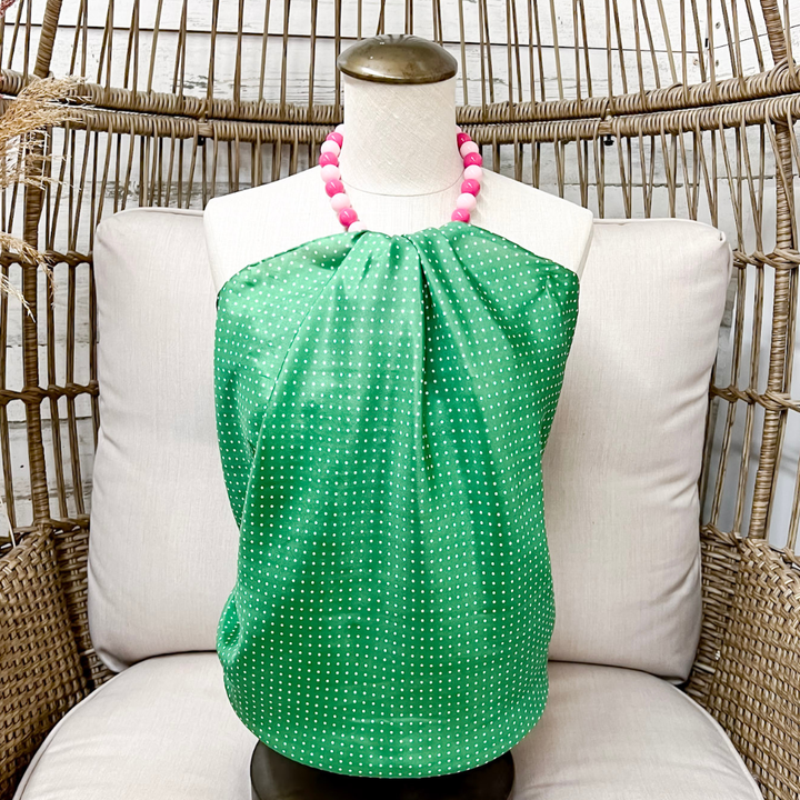 Wyoming Traders | Cowboy Polka Dot Silk Wild Rag Scarf in Forest Green