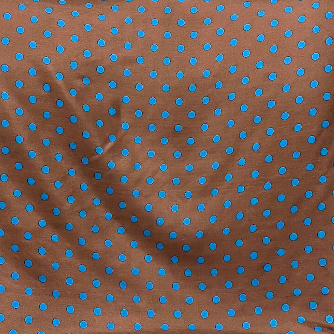 Wyoming Traders | Cowboy Polka Dot Silk Wild Rag Scarf in Mocha Brown and Turquoise