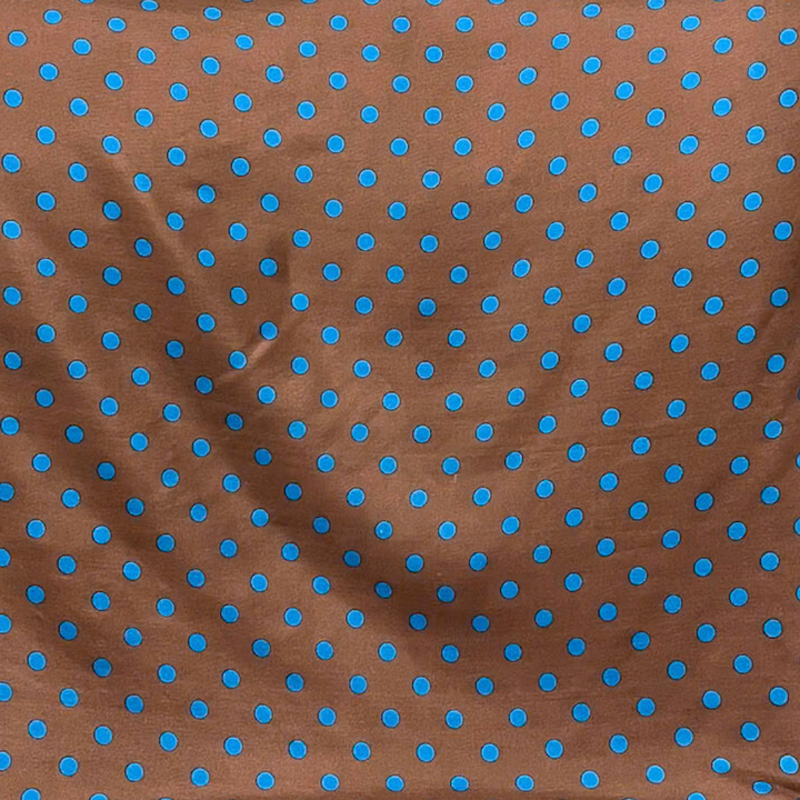 Wyoming Traders | Cowboy Polka Dot Silk Wild Rag Scarf in Mocha Brown and Turquoise