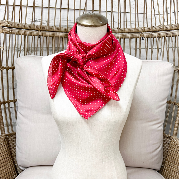 Wyoming Traders | Cowboy Polka Dot Silk Wild Rag Scarf in Red