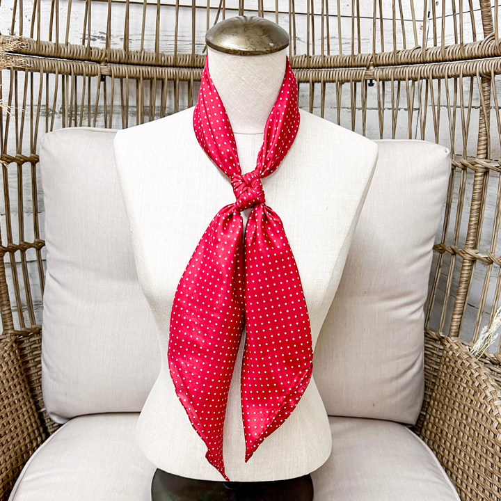 Wyoming Traders | Cowboy Polka Dot Silk Wild Rag Scarf in Red