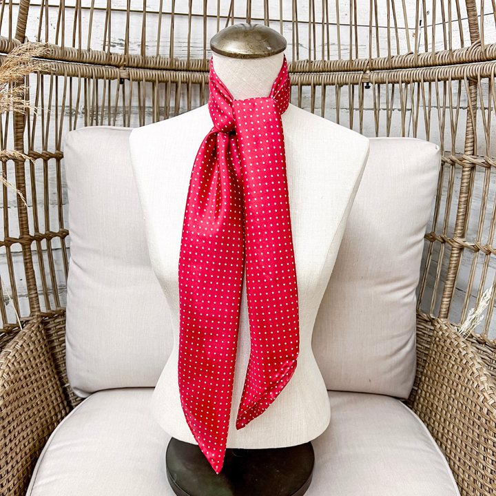 Wyoming Traders | Cowboy Polka Dot Silk Wild Rag Scarf in Red