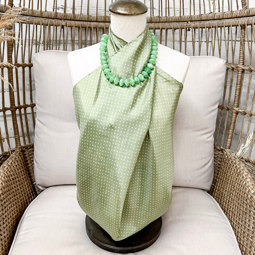 Wyoming Traders | Cowboy Polka Dot Silk Wild Rag Scarf in Sage Green