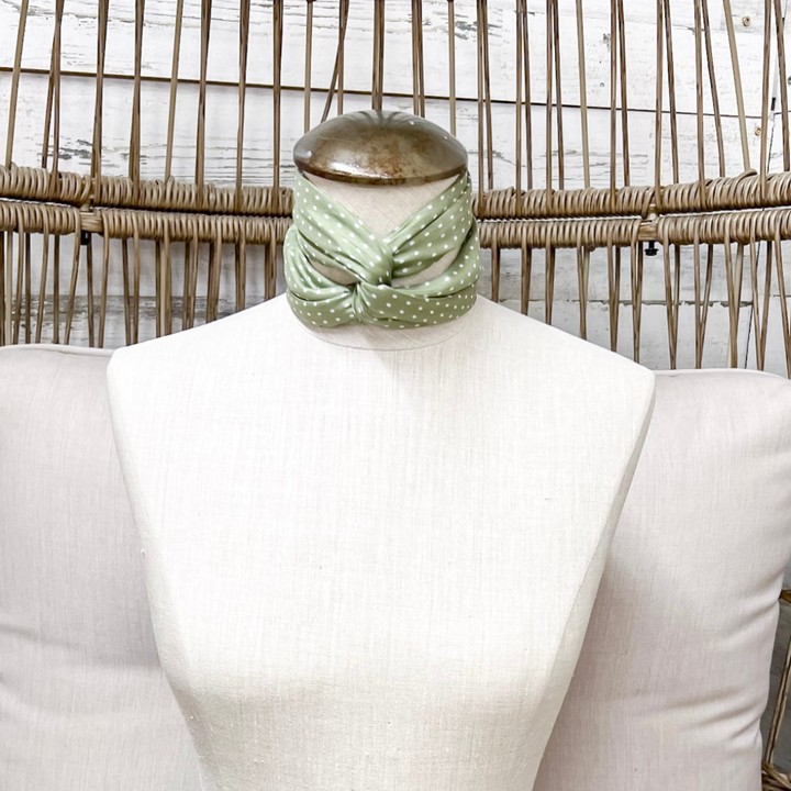 Wyoming Traders | Cowboy Polka Dot Silk Wild Rag Scarf in Sage Green