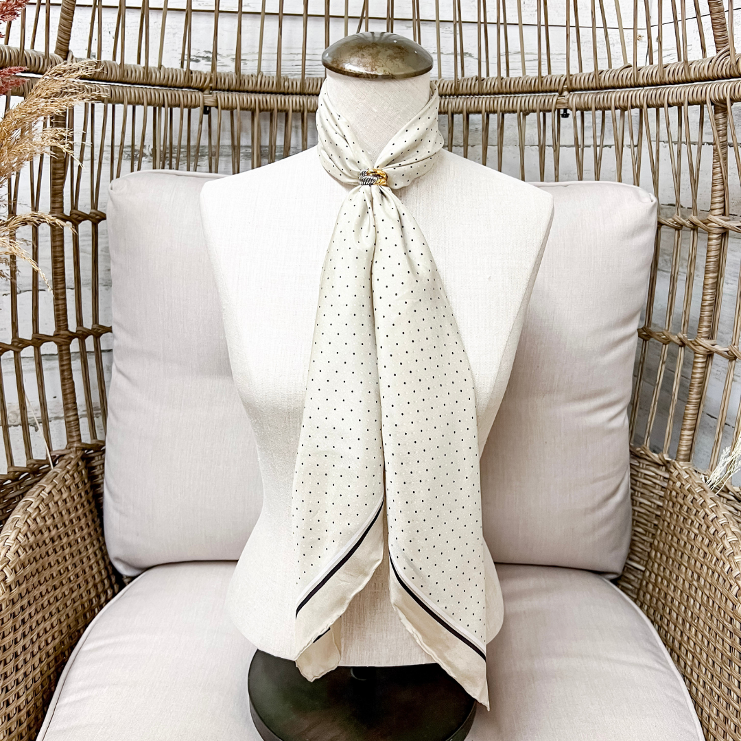 Wyoming Traders | Cowboy Polka Dot Silk Wild Rag Scarf in Sand