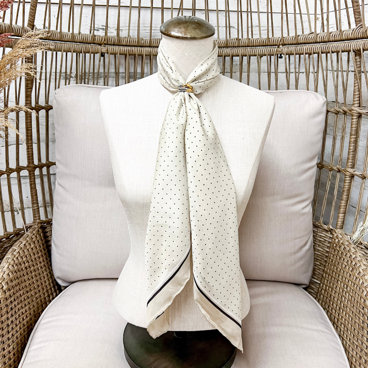 Wyoming Traders | Cowboy Polka Dot Silk Wild Rag Scarf in Sand