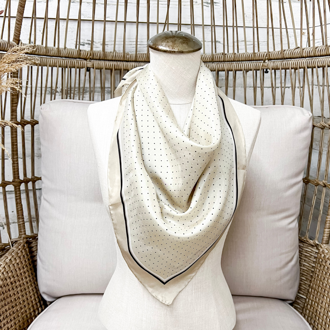 Wyoming Traders | Cowboy Polka Dot Silk Wild Rag Scarf in Sand