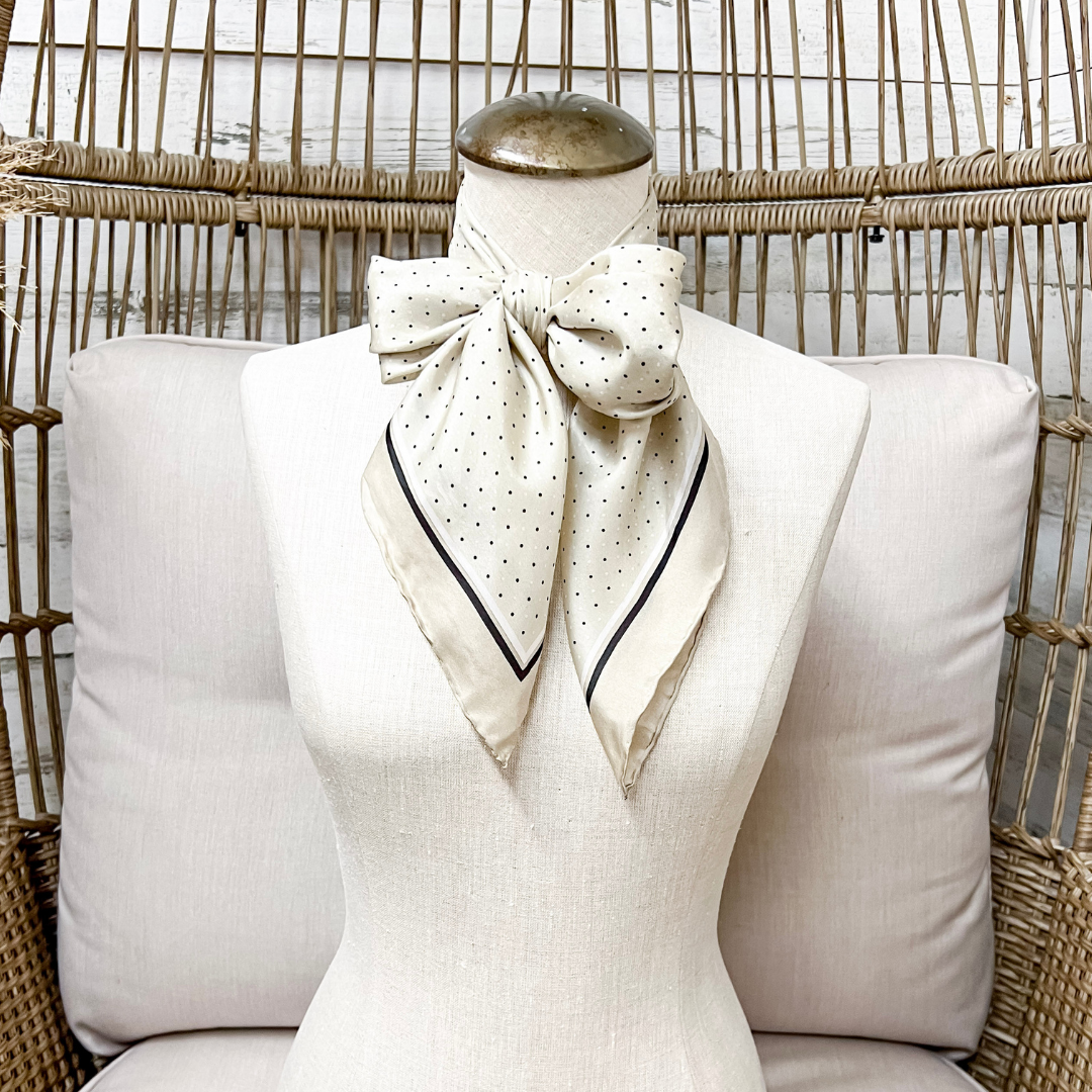 Wyoming Traders | Cowboy Polka Dot Silk Wild Rag Scarf in Sand
