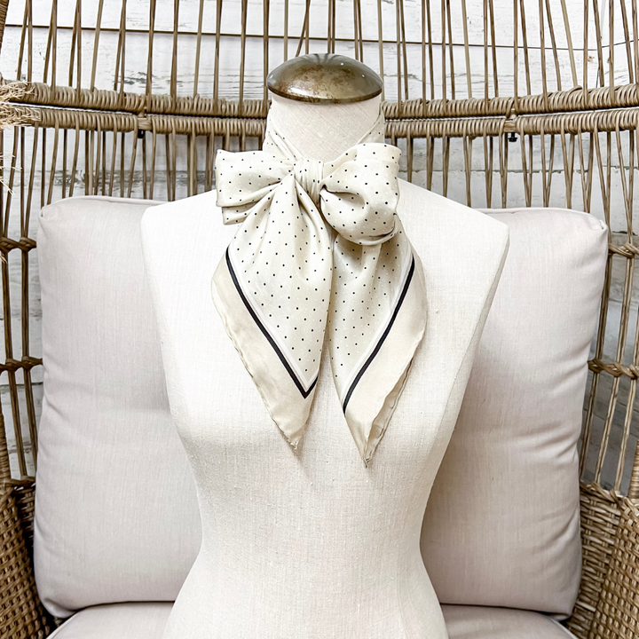 Wyoming Traders | Cowboy Polka Dot Silk Wild Rag Scarf in Sand