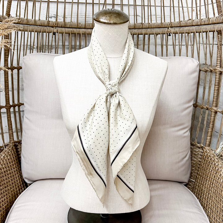 Wyoming Traders | Cowboy Polka Dot Silk Wild Rag Scarf in Sand