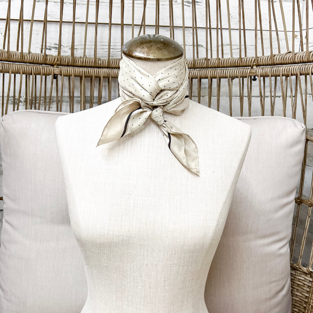 Wyoming Traders | Cowboy Polka Dot Silk Wild Rag Scarf in Sand