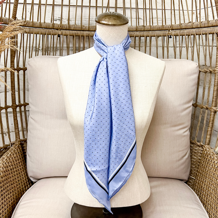 Wyoming Traders | Cowboy Polka Dot Silk Wild Rag Scarf in Slate Blue