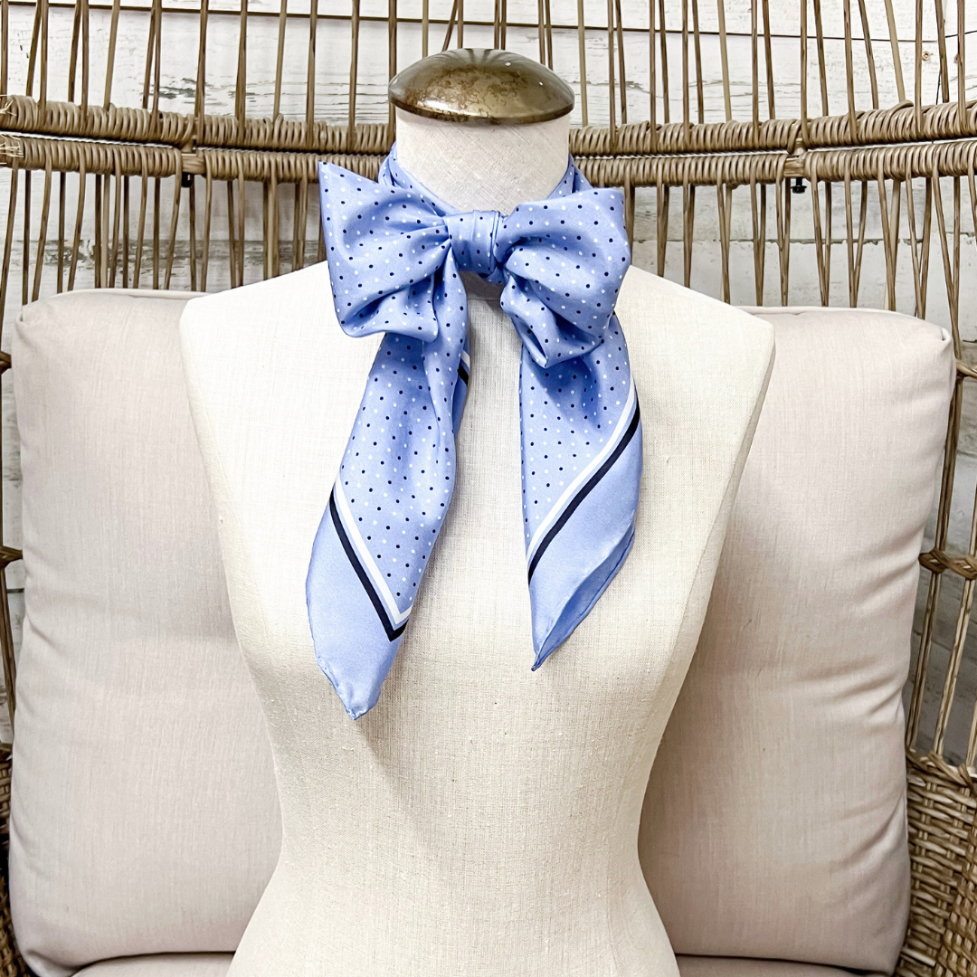 Wyoming Traders | Cowboy Polka Dot Silk Wild Rag Scarf in Slate Blue